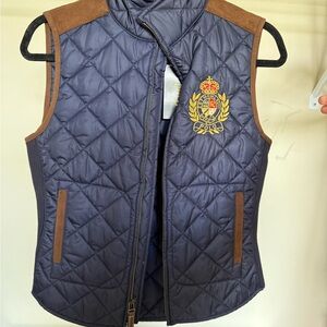 Navy Quilted Vest with Embroidered Crest